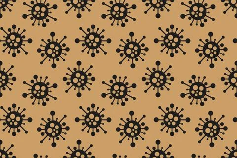 Cartoon seamless virus pattern. Pandemic brown and black danger background with Stock Illustration