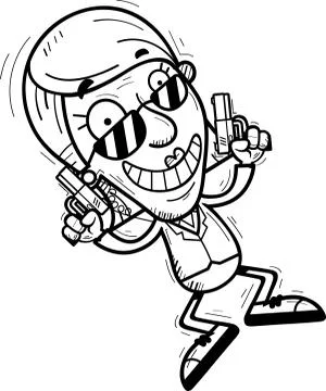 Cartoon Senior Agent Jumping Stock Illustration