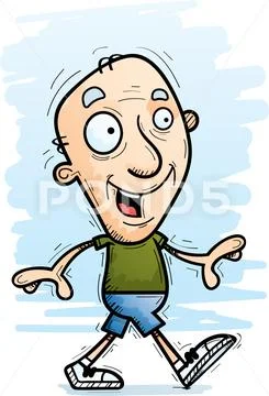 Cartoon Senior Citizen Walking Stock Illustration