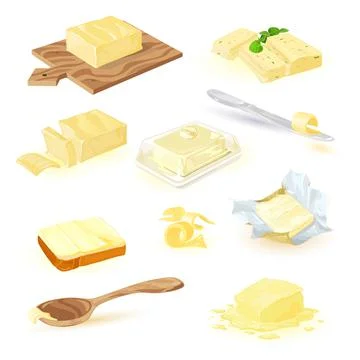 Cartoon set of butter Stock Illustration