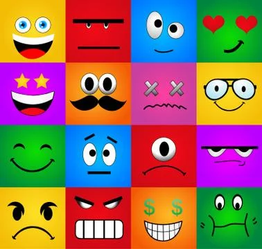 Cartoon Set Of Different Cute Faces Stock Illustration