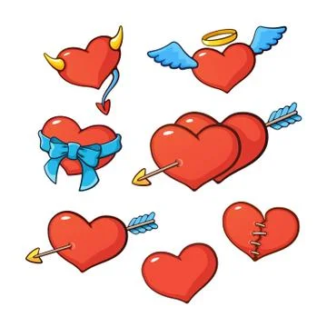 Cartoon set of hearts Stock Illustration
