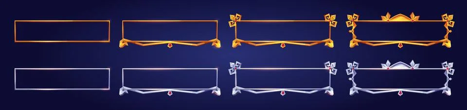 Cartoon set of medieval frames for game ui design イラスト素材