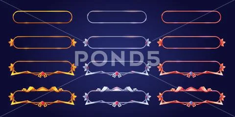 Cartoon set of medieval frames for game ui design: Royalty Free #236888942