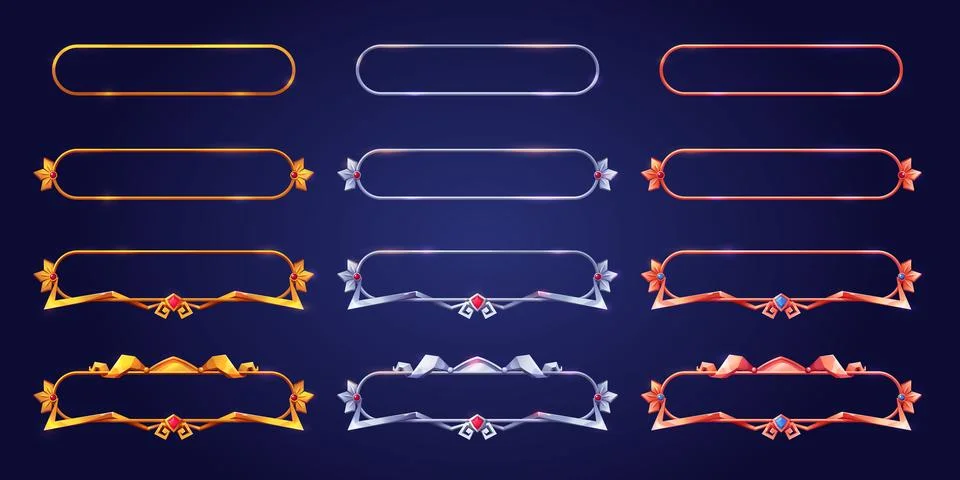 Cartoon set of medieval frames for game ui design Stock Illustration