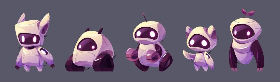 Cartoon set of robot characters Stock Illustration
