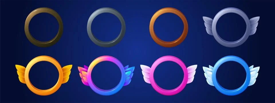 Cartoon set of round avatar frames on background Illustrazione stock