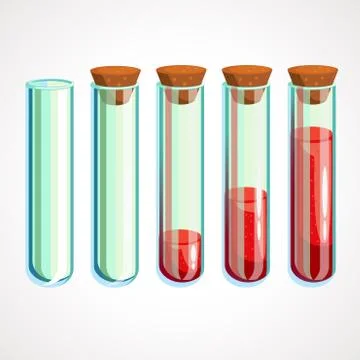 Cartoon set of test tubes for analysis. Vector illustration Stock Illustration
