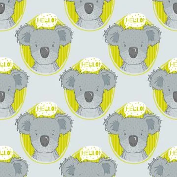 Cartoon set Vector Animals face. Funny  head muzzle.Hand drawn style Stock Illustration