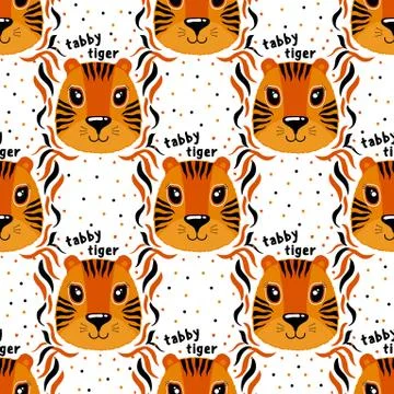 Cartoon set Vector Animals face. Funny head muzzle.Hand drawn style Stock Illustration