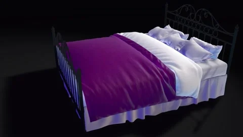 Cartoon Shaded Bed with Rotating Camera Around Bed 4k Stock Footage 145656757