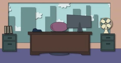 Cartoon Shadow FX Drop Down Office Video stock 64592760