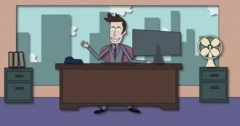 Cartoon Shadow FX Drop Down Office and Businessman Vidéo 64596179