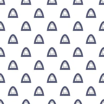 Cartoon shark jaw teeth pattern repeating on white Ilustración de archivo