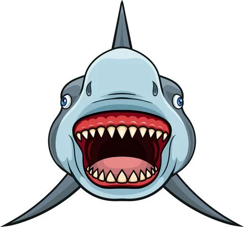 Cartoon shark with opened jaws Stock Illustration