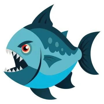 Cartoon shark with sharp teeth and fierce expression Stock Illustration
