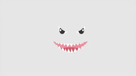 Cartoon with sharp teeth. Animation grin. Cartoon Stock Footage 279632055