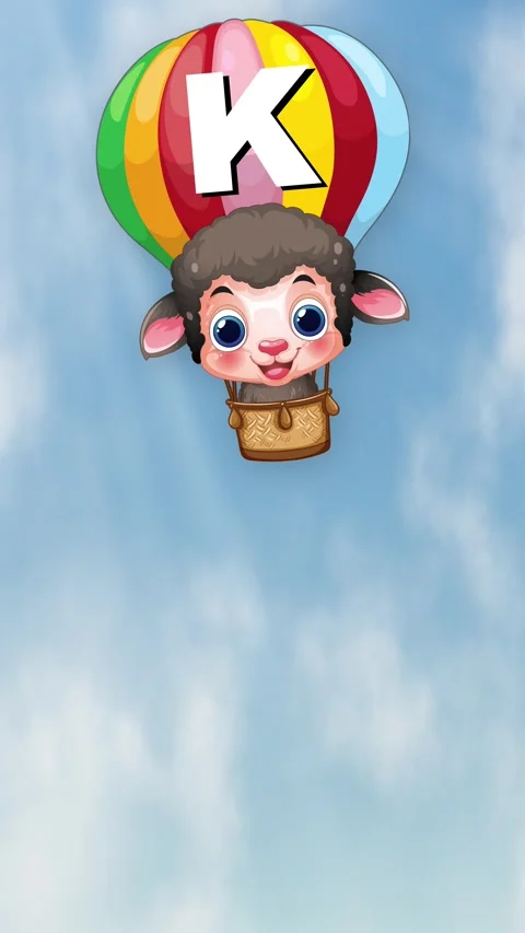Cartoon Sheep Falling in Hot Air Balloons Against Cloudy Blue Sky Stock Footage 339119944