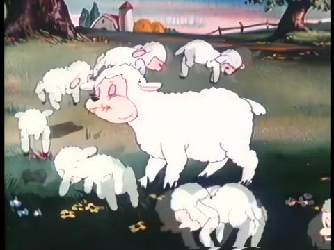 Cartoon of sheep grazing Stock Footage 260247882
