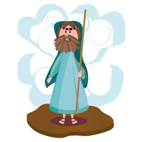Cartoon of a sheep herder Stock Illustration