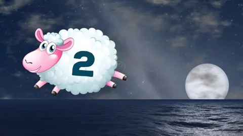 Cartoon Sheep Jumping Over Moon in Night Sky Animation Stock Footage 344518928