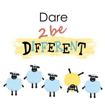 Cartoon sheep? , one sheep different from other, be different Stock Illustration