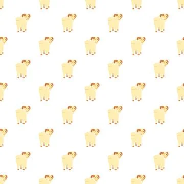 Cartoon sheep pattern repeating on white background Stock Illustration