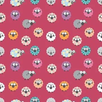 Cartoon sheep, seamless pattern, vector Stock Illustration