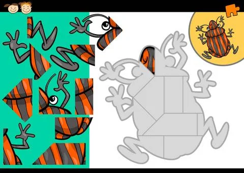 Cartoon shield bug jigsaw puzzle game Cartoon Illustration of Education Ji... Stock Photos