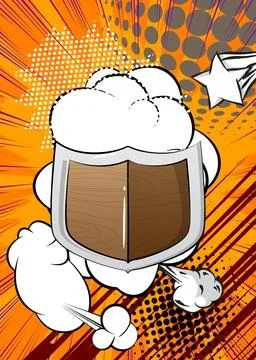 Cartoon Shield, comic book metal. Retro vector comics pop art design. Stock Illustration
