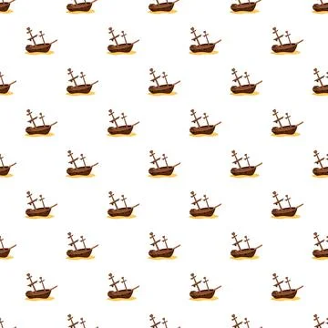 Cartoon shipwreck pattern creating a seamless background design Stock Illustration