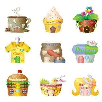 Cartoon shops Illustrazione stock