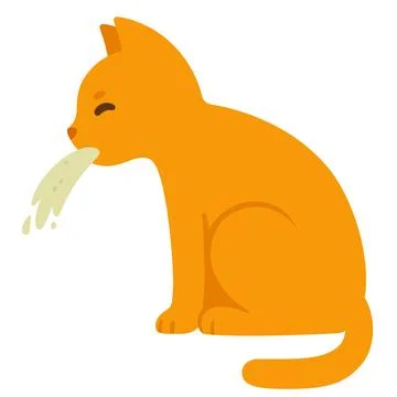 Cartoon sick cat vomiting Stock Illustration