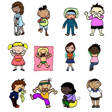 Cartoon sick character Stock Illustration