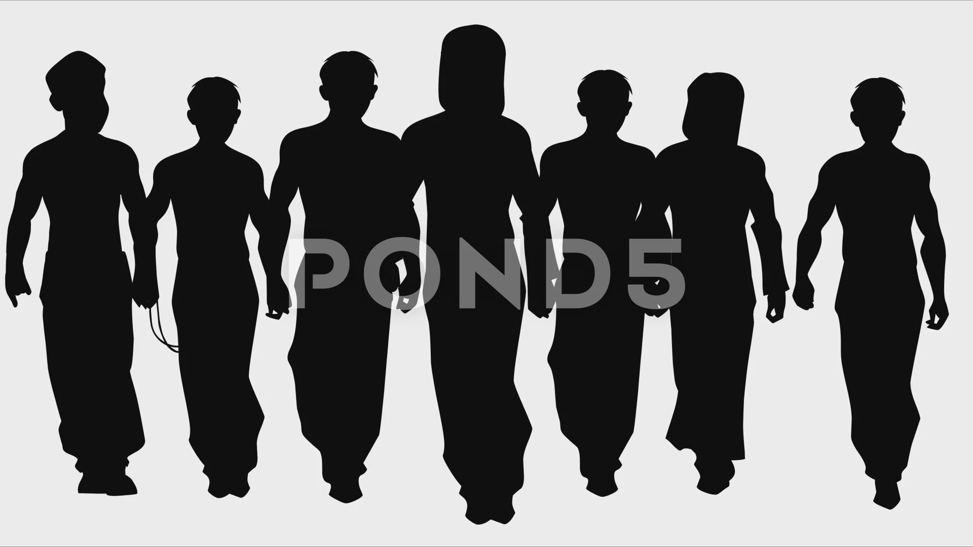 cartoon silhouette crowd of people walki... | Stock Video | Pond5