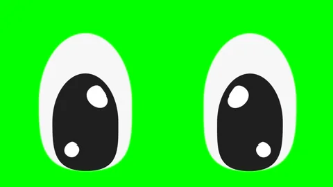 Cartoon simple blinking looking angry eyes on green screen insert, chroma key Stock Footage 269305876