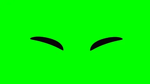 Cartoon simple blinking looking angry eyes on green screen insert, chroma key Stock Footage 269308855