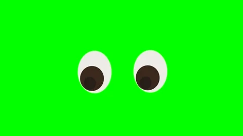 Cartoon simple blinking looking eyes on green screen insert, chroma key green Stock Footage 276986847