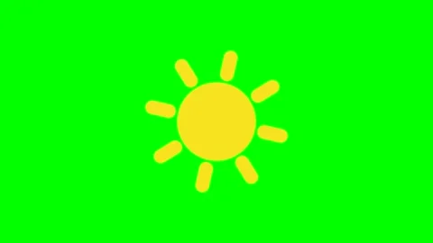 Cartoon simple icon rotation sun on green screen insert, chroma key green screen Stock Footage 240638040
