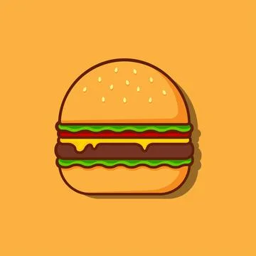 Cartoon simple image of a burger. Vector illustration. Stock Illustration