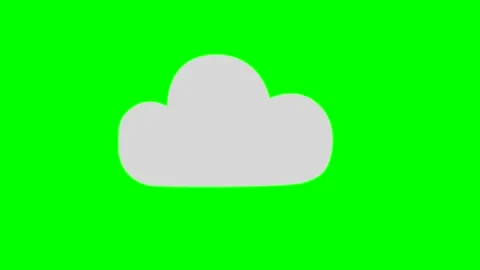 Cartoon simple moving cloud icon on green screen insert, chroma key green screen Stock Footage 242318788