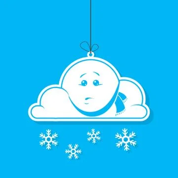 Cartoon simple vector illustration of a flat white clouds winter with snow  イラスト素材