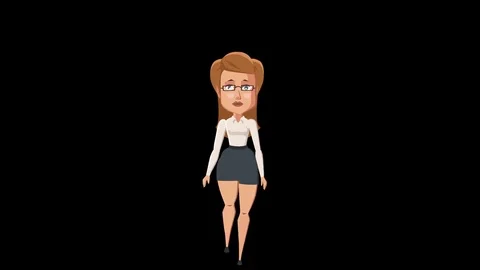 Cartoon Situations Julia Pack 1. Business Woman Character Walk Animation Alpha Video stock 84167839