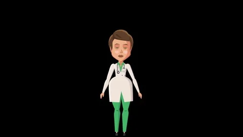 Cartoon Situations Luisa Pack 4. Doctor Character Good and Bad Animation Alpha 스톡 동영상 84784563