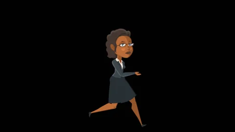 Cartoon Situations Nikol Pack 2. Black Business Woman Character Run Cycle Alpha 스톡 동영상 85659301