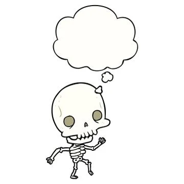 Cartoon skeleton and thought bubble Stock Illustration