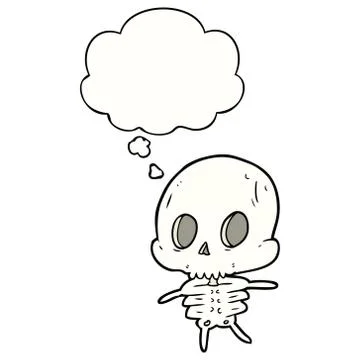 Cartoon skeleton and thought bubble Stock Illustration