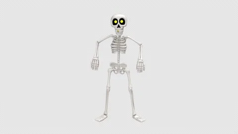 Cartoon skeleton dance - 3d render looped with alpha channel. Stock Footage 205069087