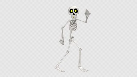 Cartoon skeleton dance - 3d render looped with alpha channel. Stock Footage 205069151