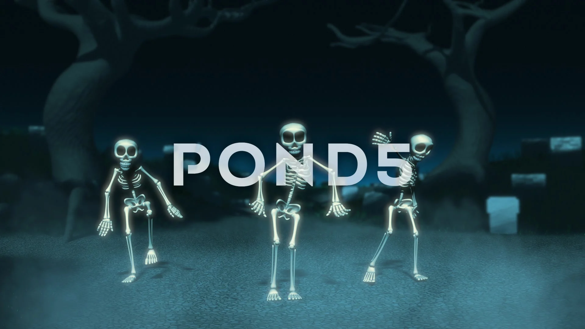 Cartoon Skeleton Dance Party on a Cemete... | Stock Video | Pond5